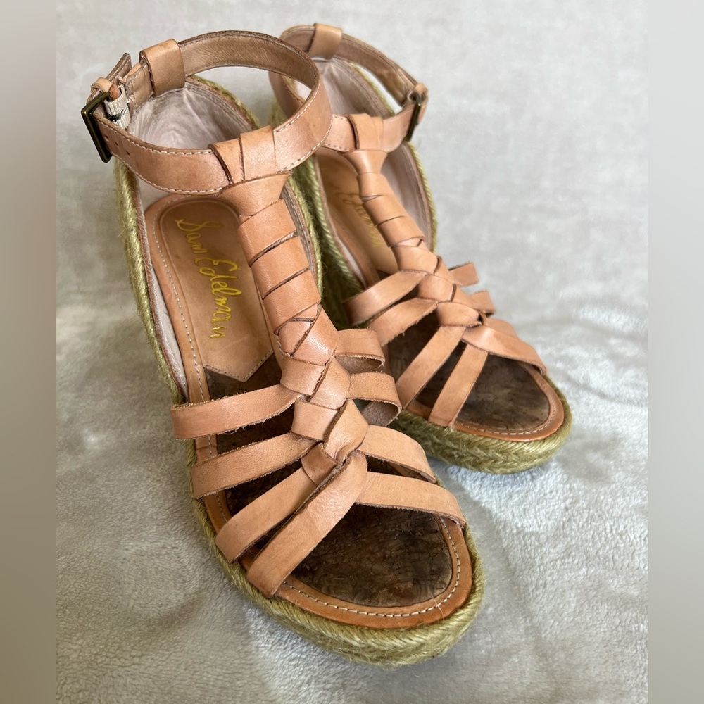 Sam Edelman Pink Leather Platform Espadrilles